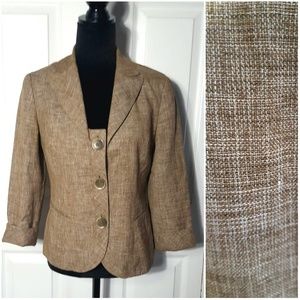 Lafayette 148 Wool Linen Blend 3/4 Sleeve Jacket